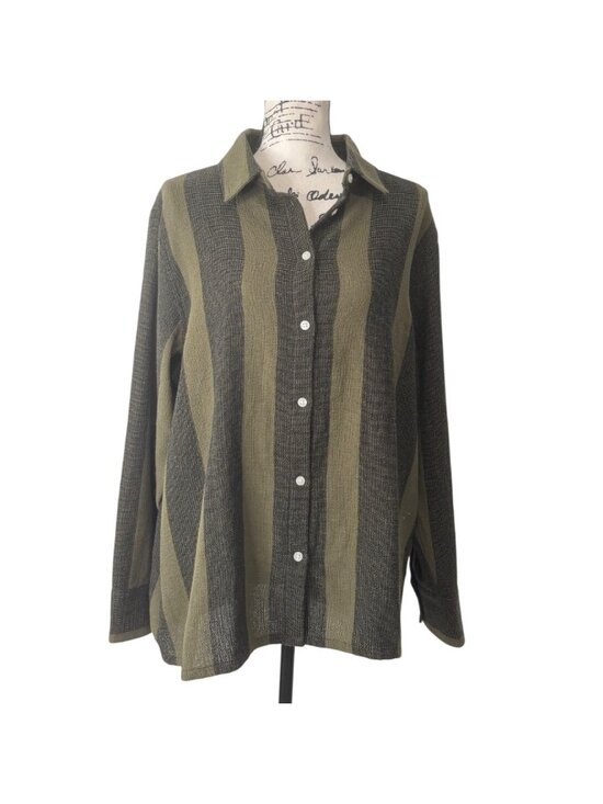 Dandy Del Mar Tops - Dandy Del Mar Womens Size M Sevilla Top Onyx Green Button-Up Long Sleeve NEW